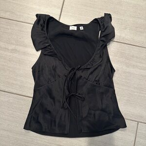 Wilfred Black Ruffle Tie-Front Blouse